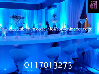 S-Shape High Gloss & LED Stretch Cocktail Table Furniture Rental