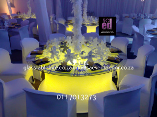 Glass round table with LED table base