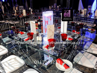 Glass Square Tables with Designer Steel Bases