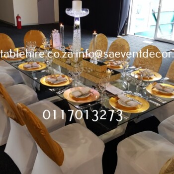 Glass Rectangular Tables With Designer Steel Base 2