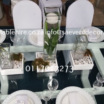Glass Rectangular Tables With Designer Steel Base 6