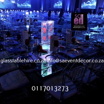 Glass Square Tables With LED Table Base 3