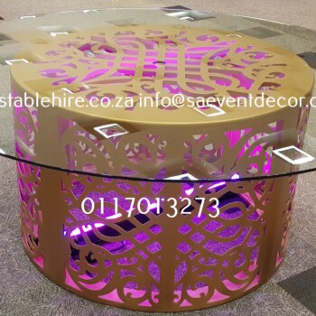 Round Glass Table With Gold Base 2