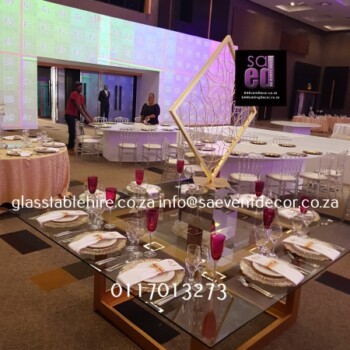 Glass Square Table With Gold Frame 1