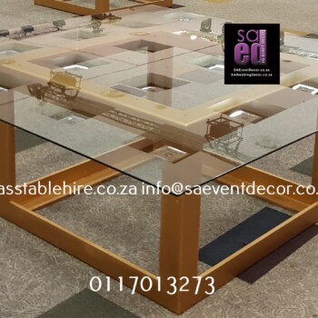 Glass Square Table With Gold Frame 2
