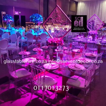 Glass Square Table With Gold Frame 3