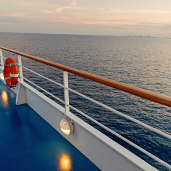 Ocean view from cruise ship at the evening
