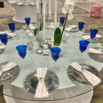 LED glass tables round 8